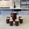 Service à eau marron brillant semi-porcelaine Poterie Haoues