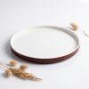 Assiette plate marron brillant semi-porcelaine Poterie Haoues
