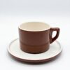 Tasse et sous-tasse café crème marron brillant Poterie Haoues