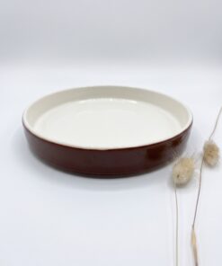 Assiette creuse marron brillant semi-porcelaine Poterie Haoues