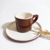 Tasse et sous-tasse café express marron brillant Poterie Haoues