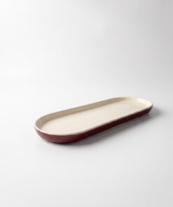Plateau marron brillant semi-porcelaine Poterie Haoues
