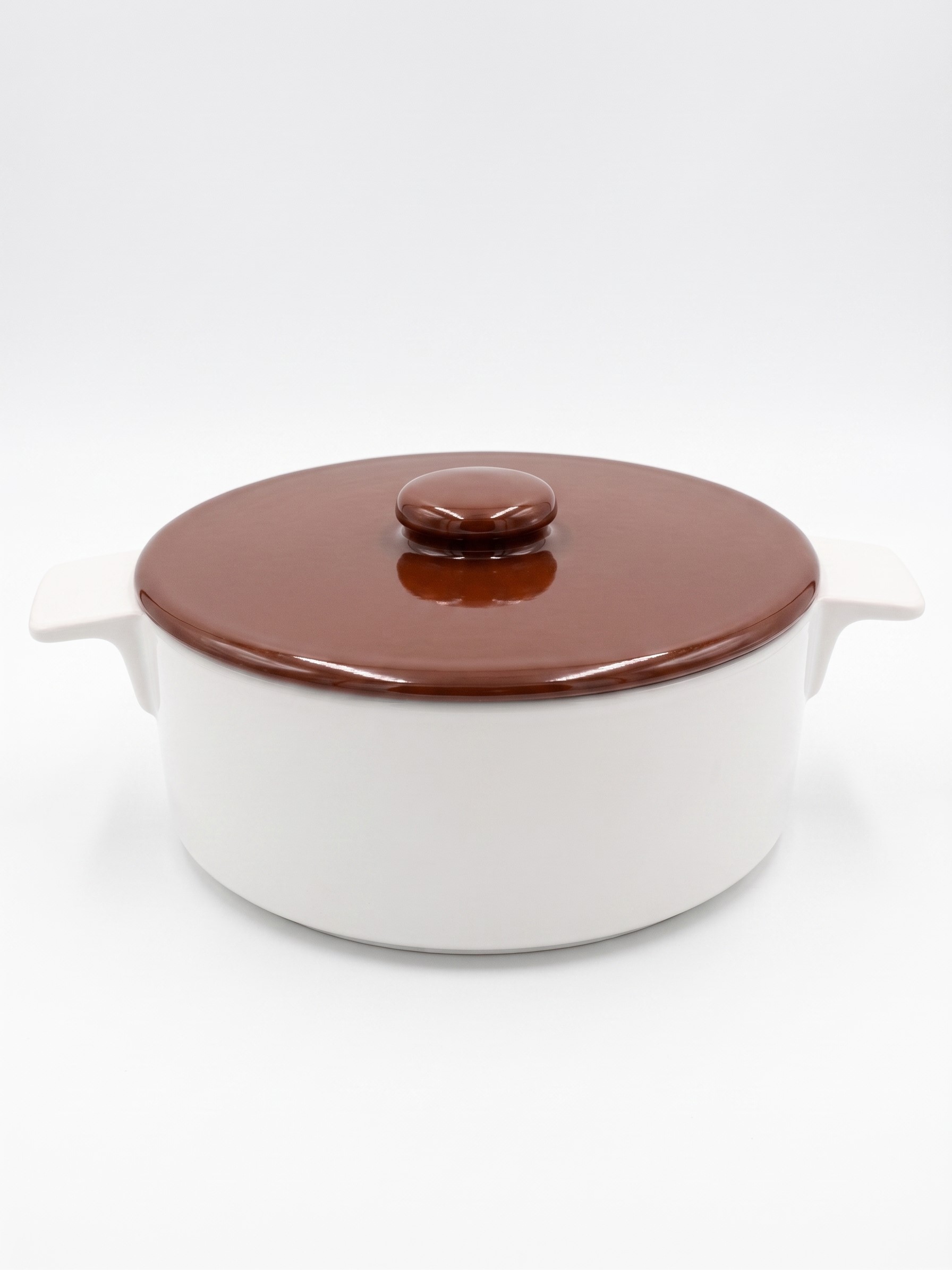 Soupière marron brillant semi-porcelaine Poterie Haoues
